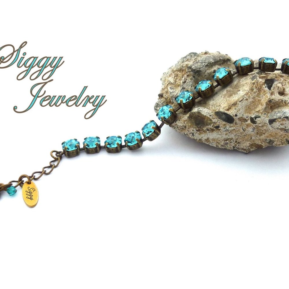Swarovski 8mm Light Turquoise Tennis Bracelet - Picture 7 of 10
